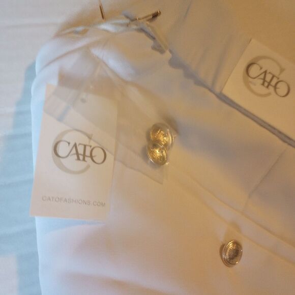 New Cato White Wide Leg High-rise Trousers With Gold Accent Button - Picture 6 of 14